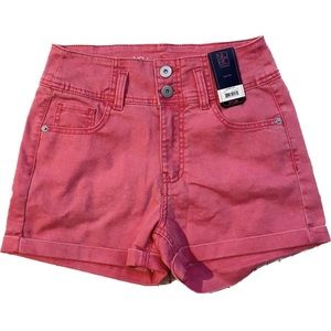 Women’s Junior Pink high waist shorts, high rise stretch shorts
